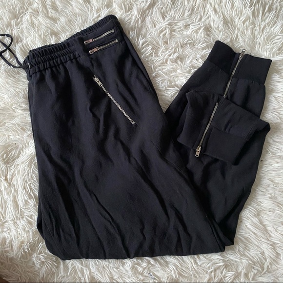 ◾️3/$25 Zara Black Drawstring Trouser With Silver Zipper Accents - Picture 5 of 6
